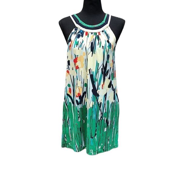 BCBGMaxazria Yellow Green Spring Floral Dress with Pockets XS - Picture 1 of 6